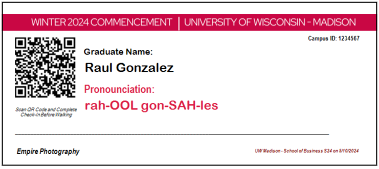 Example of a Winter 2024 name reader card